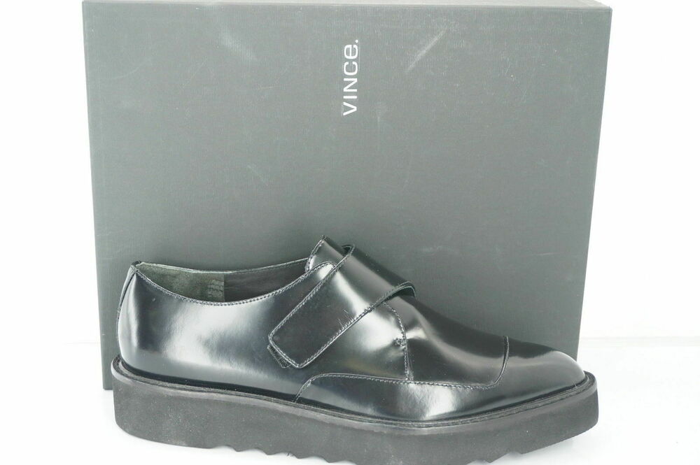Vince Black Leather Arden Monk Strap Creeper Loafer Size 6.5 NIB